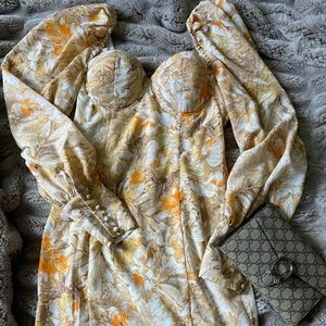 Yellow Printed Mini-Dress